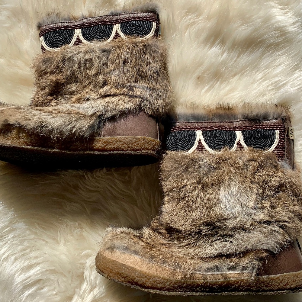 RARE Tory Burch Rabbit Fur Moccasin Boots
